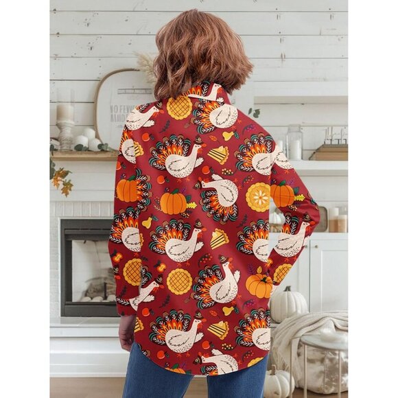 Women's Fall Graphic Long Sleeve Blouse for Thanksgiving and Halloween - Picture 4 of 7